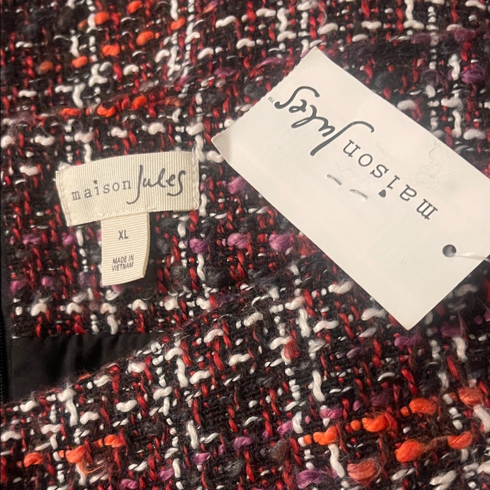 Maison Jules Tweed Mini Skirt, redblack - Picture 2 of 4